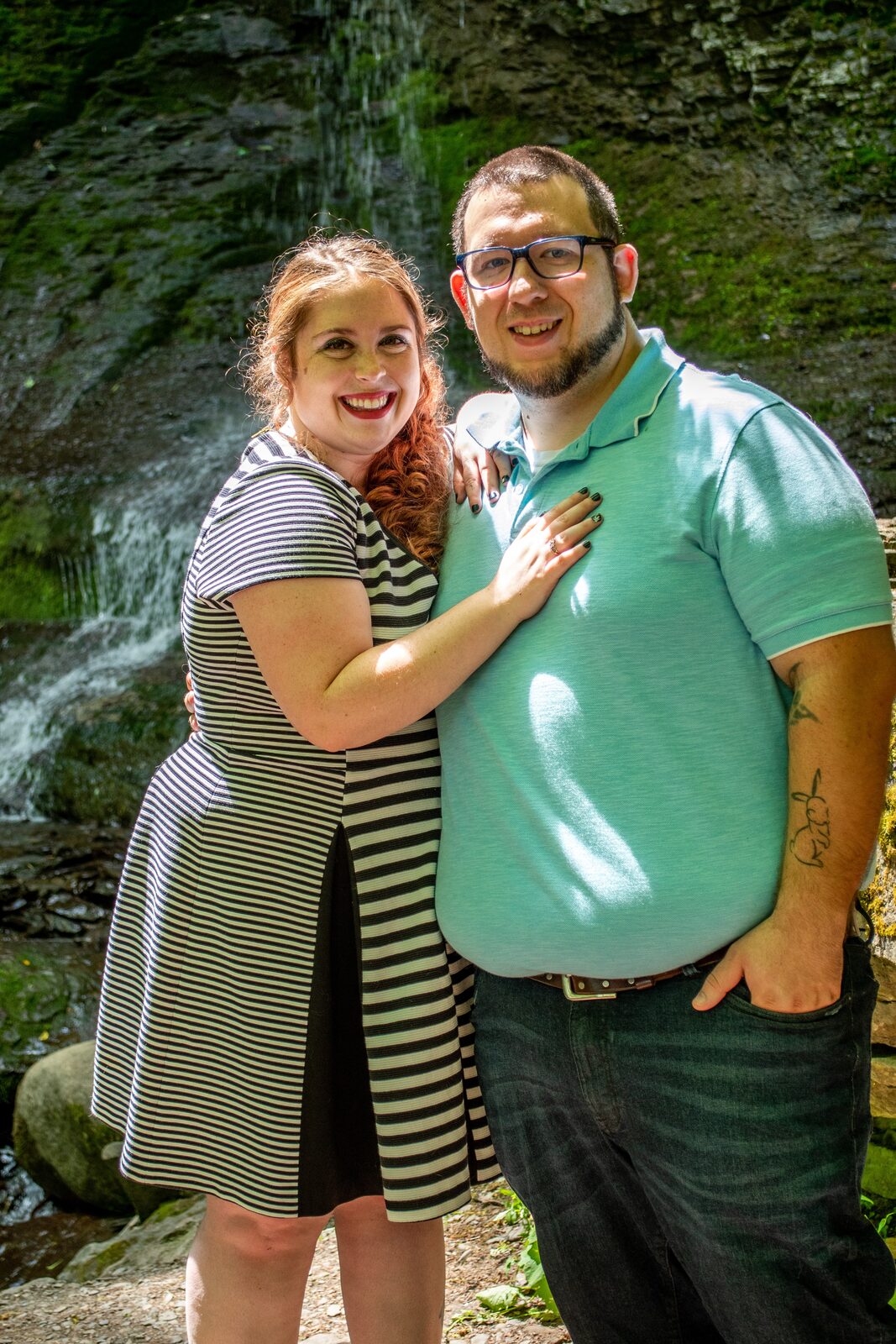 Couple at a waterfall